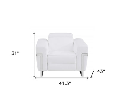 The Valmere – White Italian Leather Power Recliner