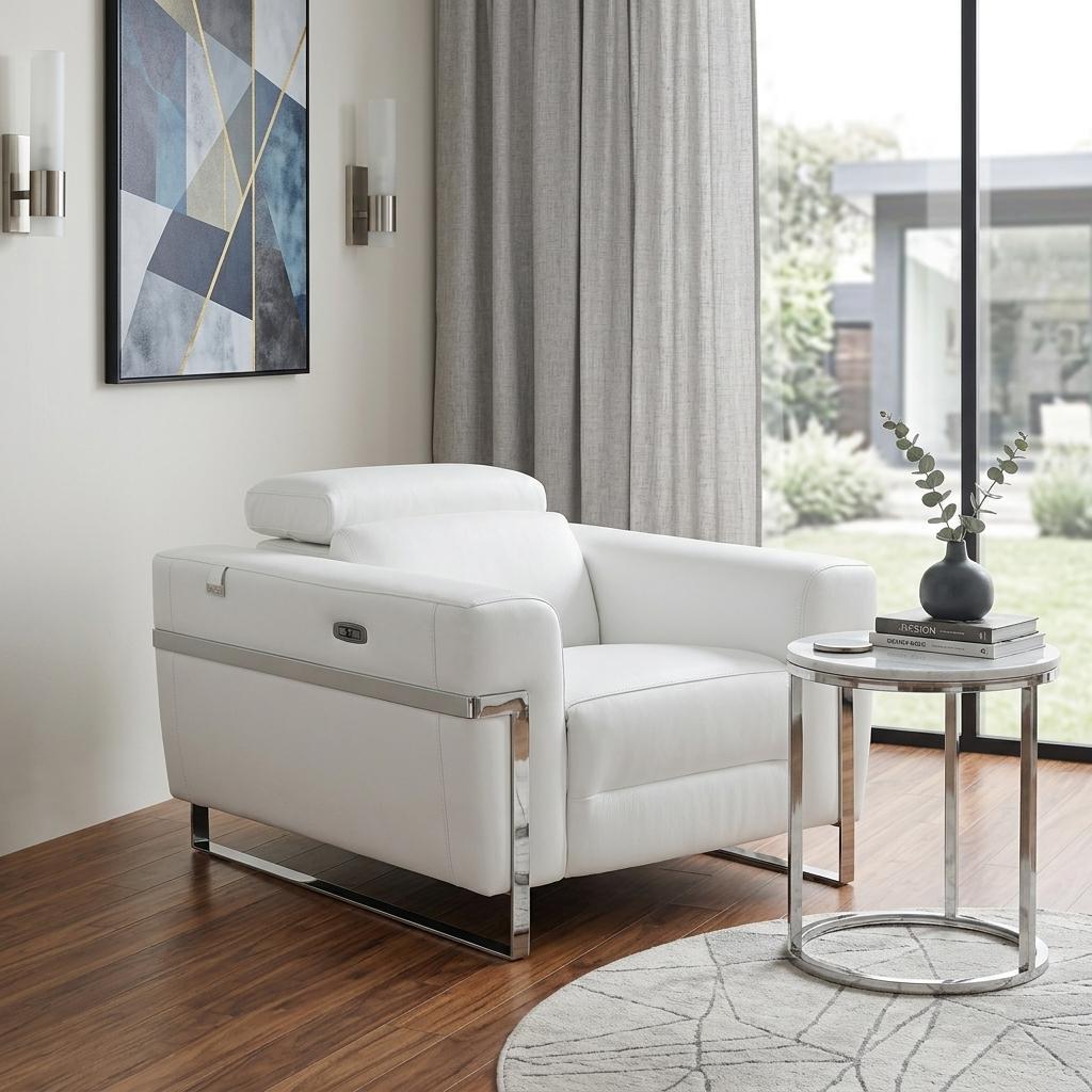 The Valmere – White Italian Leather Power Recliner