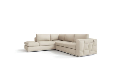 The Marlowe – Beige Italian Leather L-Shaped Sectional