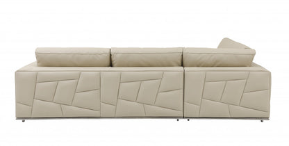 The Marlowe – Beige Italian Leather L-Shaped Sectional