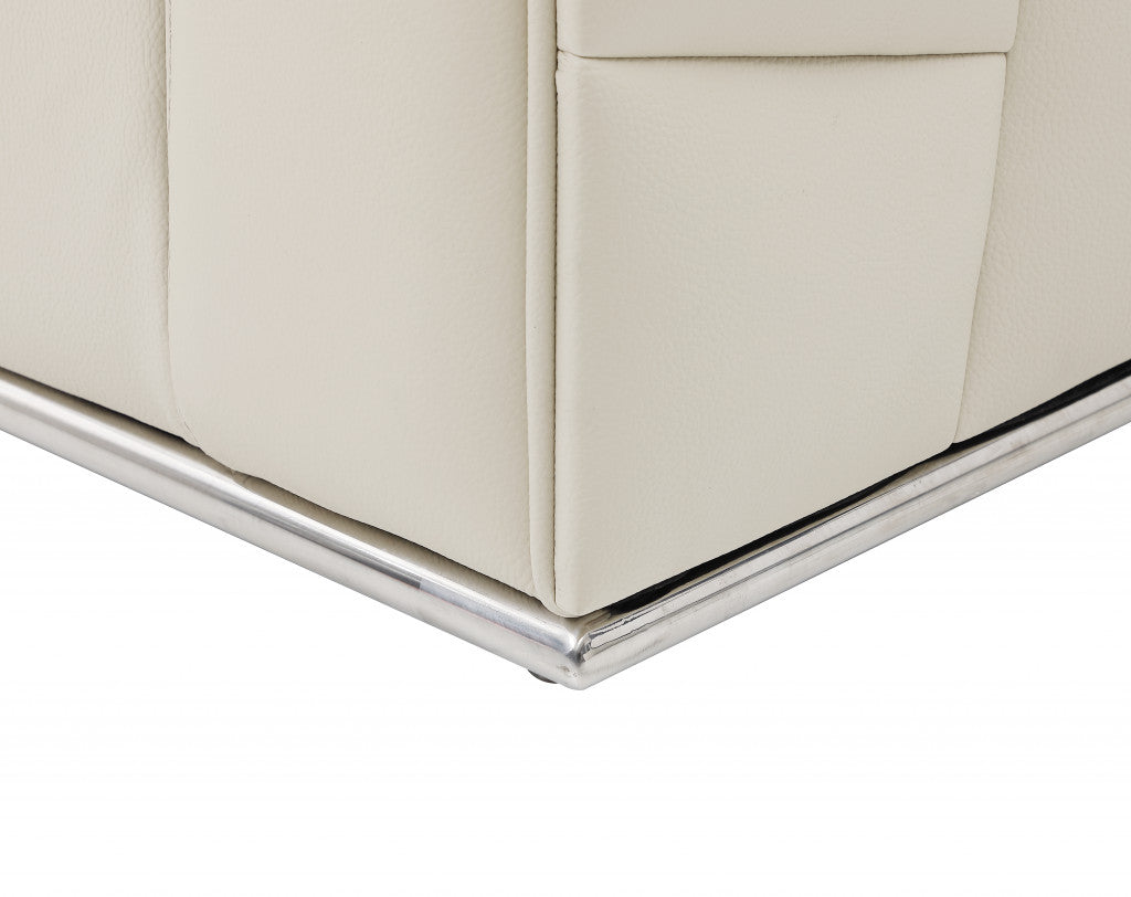 The Marlowe – Beige Italian Leather L-Shaped Sectional