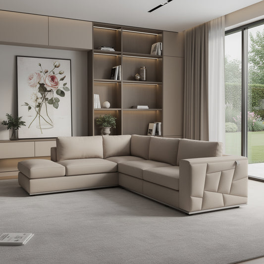 The Marlowe – Beige Italian Leather L-Shaped Sectional