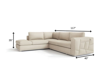 The Marlowe – Beige Italian Leather L-Shaped Sectional