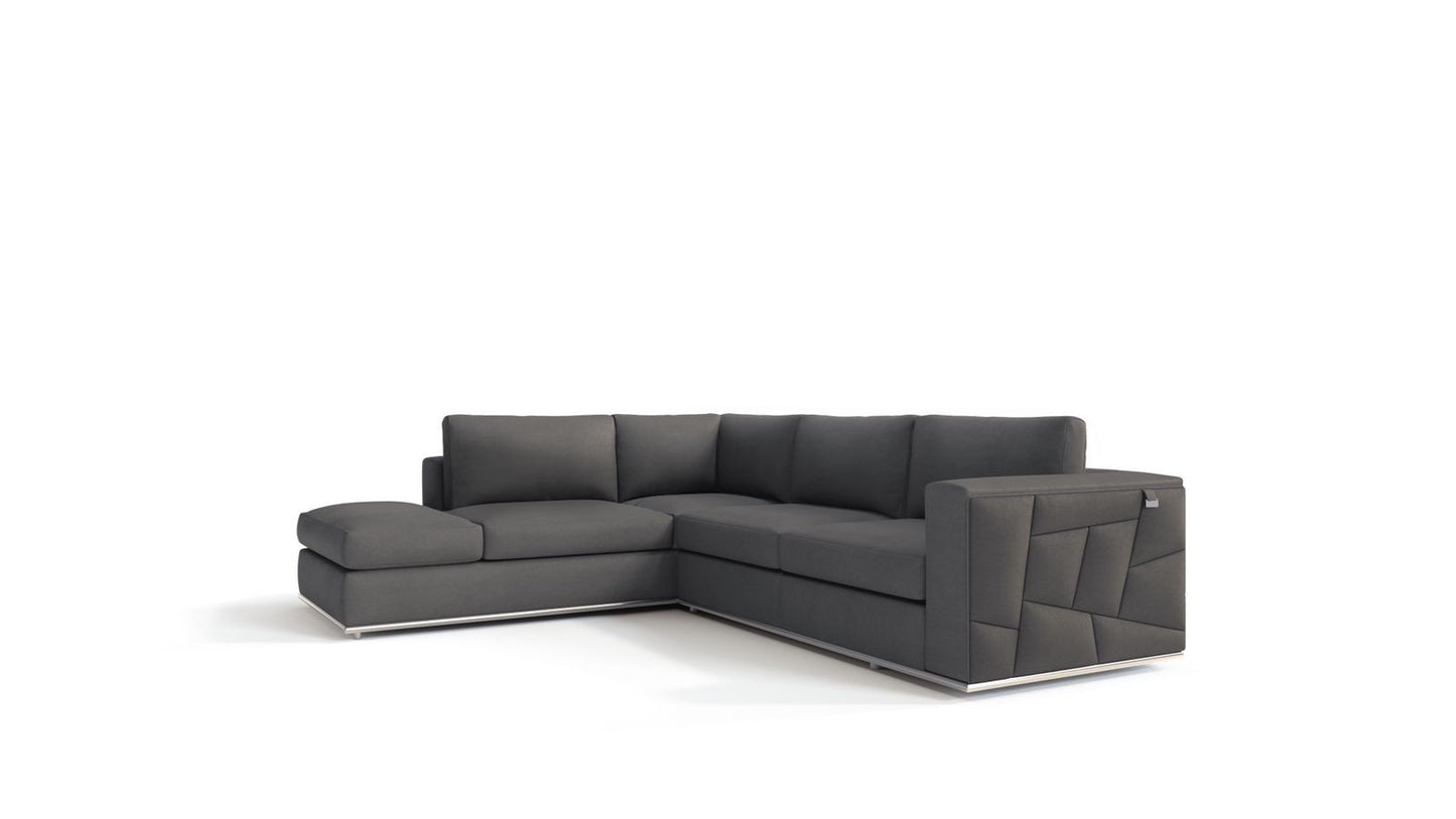 The Callahan – Dark Gray Italian Leather L-Shaped Corner Sectional