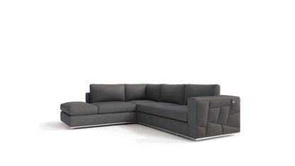 The Callahan – Dark Gray Italian Leather L-Shaped Corner Sectional