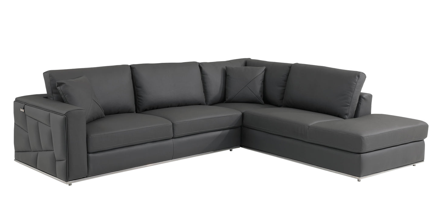 The Callahan – Dark Gray Italian Leather L-Shaped Corner Sectional