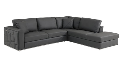The Callahan – Dark Gray Italian Leather L-Shaped Corner Sectional