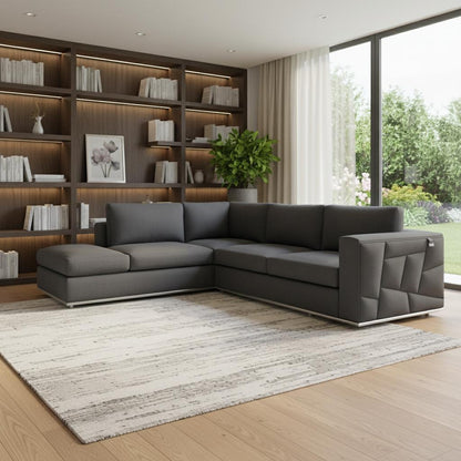 The Callahan – Dark Gray Italian Leather L-Shaped Corner Sectional