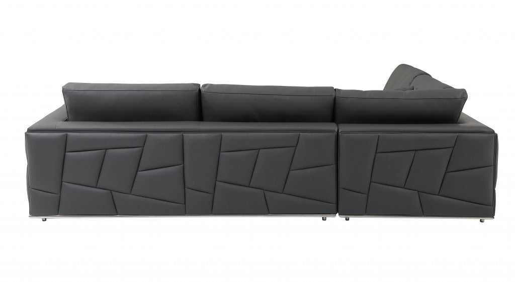 The Callahan – Dark Gray Italian Leather L-Shaped Corner Sectional