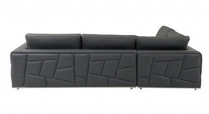 The Callahan – Dark Gray Italian Leather L-Shaped Corner Sectional