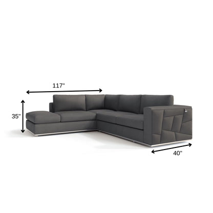 The Callahan – Dark Gray Italian Leather L-Shaped Corner Sectional