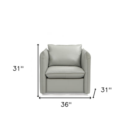 The Halcyre – Gray & Silver Genuine Leather Swivel Lounge Chair