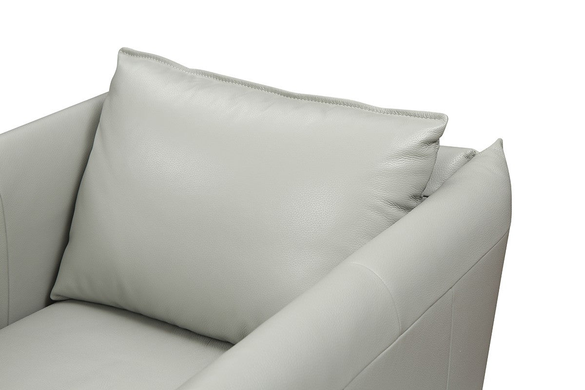 The Halcyre – Gray & Silver Genuine Leather Swivel Lounge Chair
