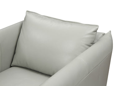 The Halcyre – Gray & Silver Genuine Leather Swivel Lounge Chair