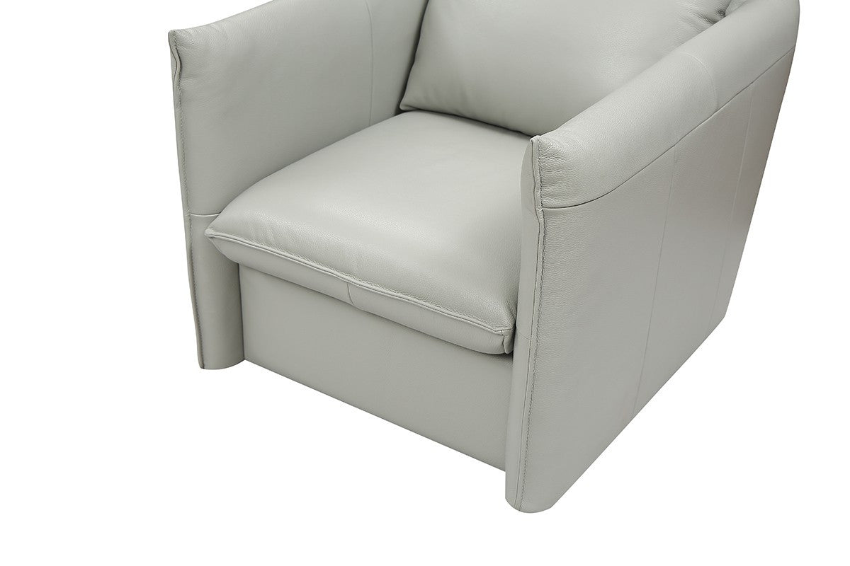 The Halcyre – Gray & Silver Genuine Leather Swivel Lounge Chair