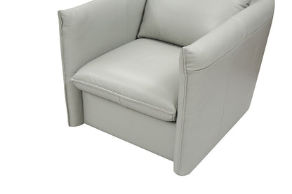 The Halcyre – Gray & Silver Genuine Leather Swivel Lounge Chair