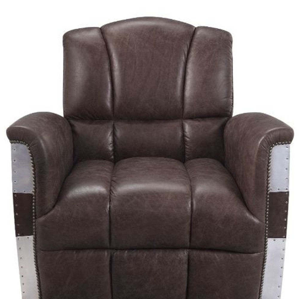 Comstock Leather Club Chair – Brown Patchwork