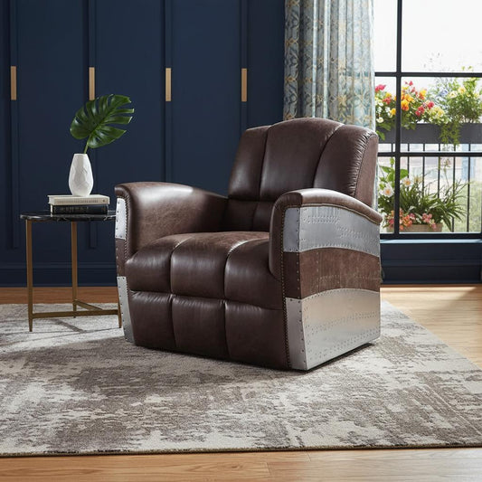 Comstock Leather Club Chair – Brown Patchwork