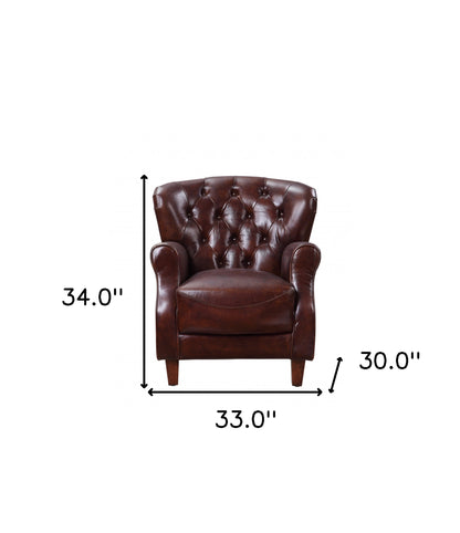 The Bradford – Brown & Steel Blue Top Grain Leather Tufted Club Chair