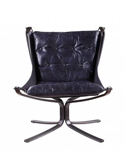 The Azure – Blue & Steel Blue Top Grain Leather Lounge Chair