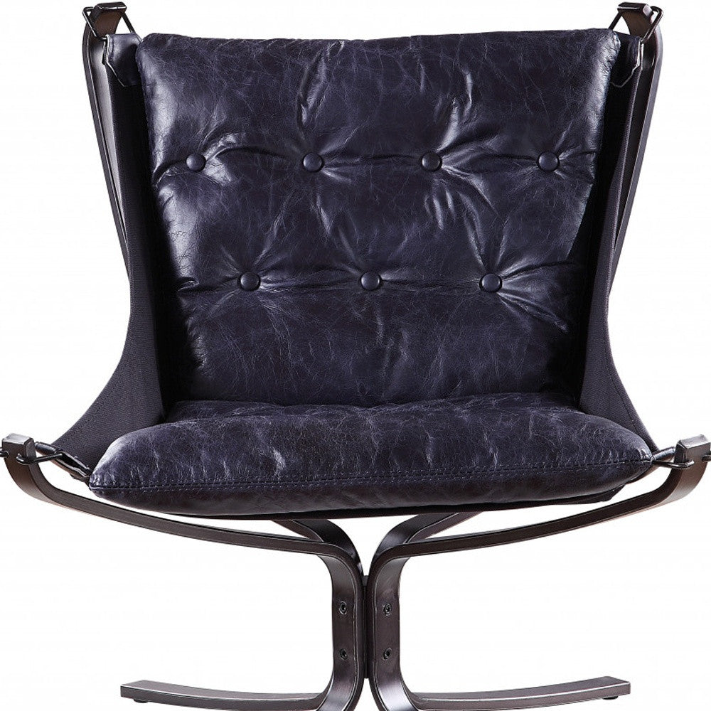 The Azure – Blue & Steel Blue Top Grain Leather Lounge Chair