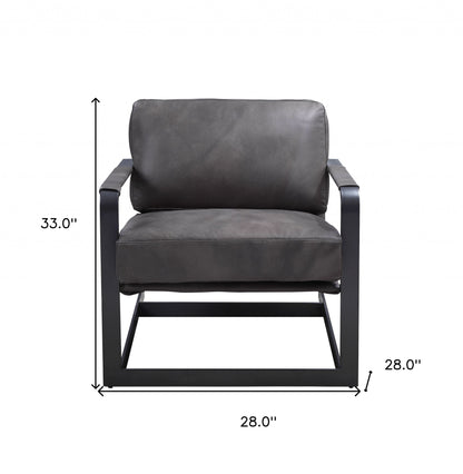 The Slate – Gray & Steel Blue Top Grain Leather Arm Chair
