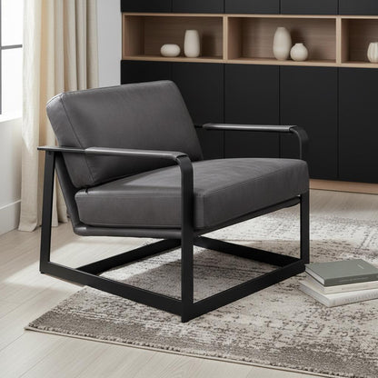The Slate – Gray & Steel Blue Top Grain Leather Arm Chair