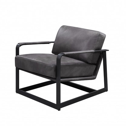 The Slate – Gray & Steel Blue Top Grain Leather Arm Chair