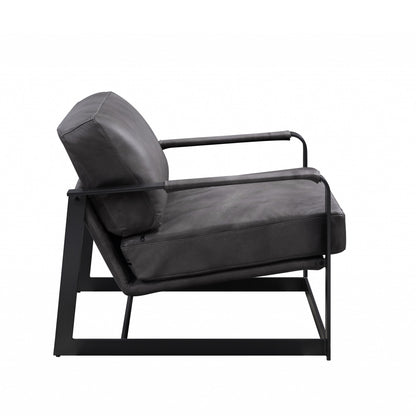 The Slate – Gray & Steel Blue Top Grain Leather Arm Chair