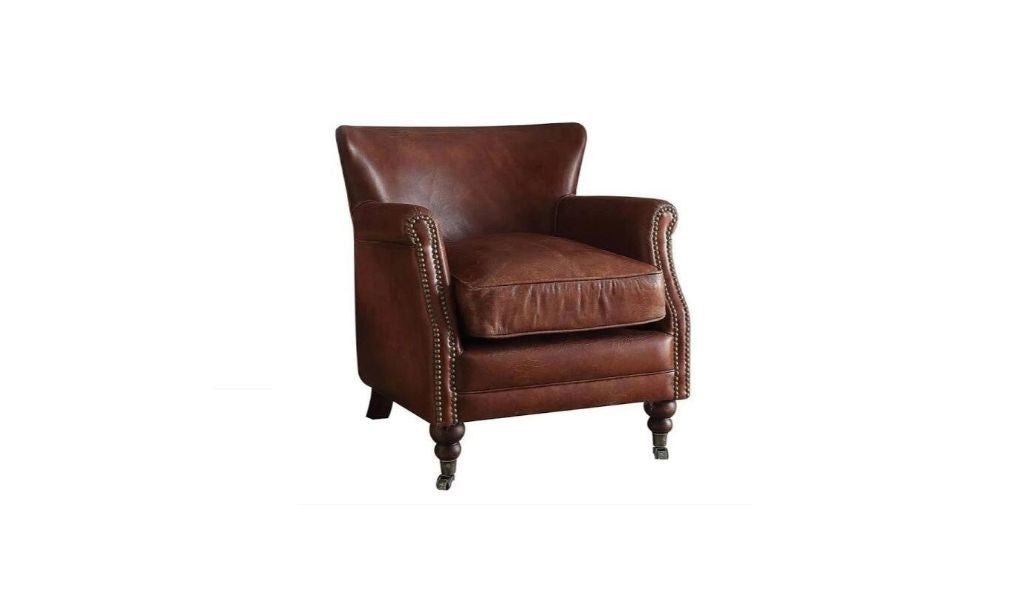 Comstock Leather Wingback Chair – Dark Brown