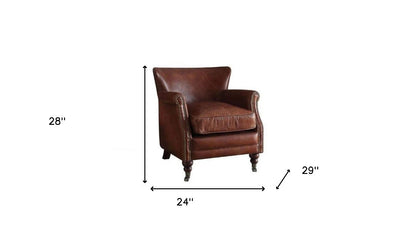 Comstock Leather Wingback Chair – Dark Brown