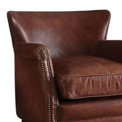 Comstock Leather Wingback Chair – Dark Brown