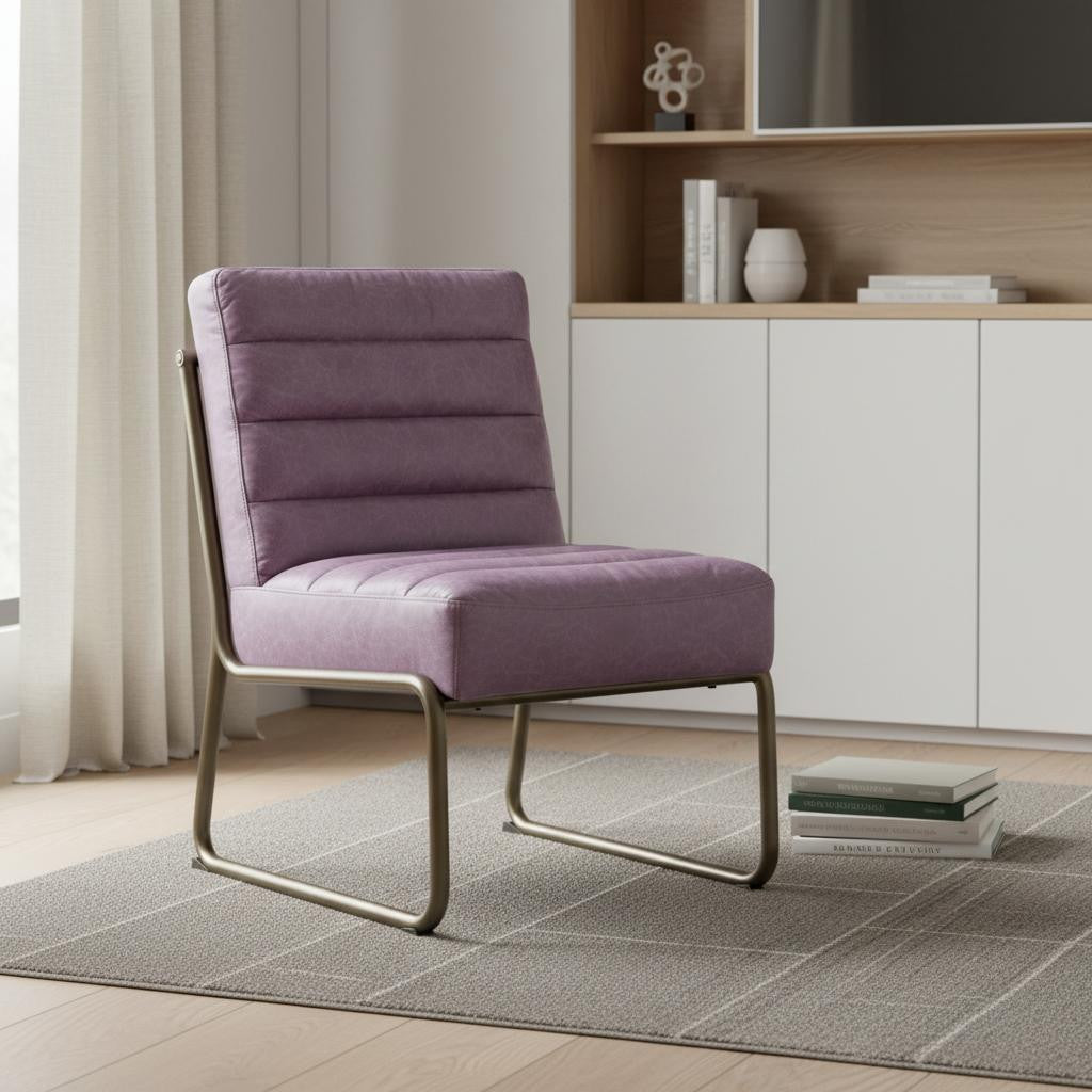 The Aveline – Wisteria & Steel Blue Top Grain Leather Ikat Side Chair