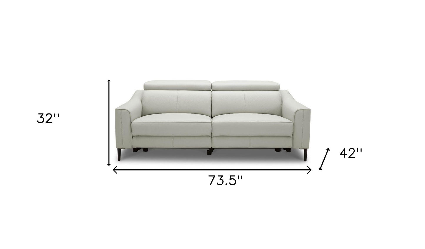The Draven – Gray Leather Power Reclining Sofa