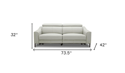 The Draven – Gray Leather Power Reclining Sofa