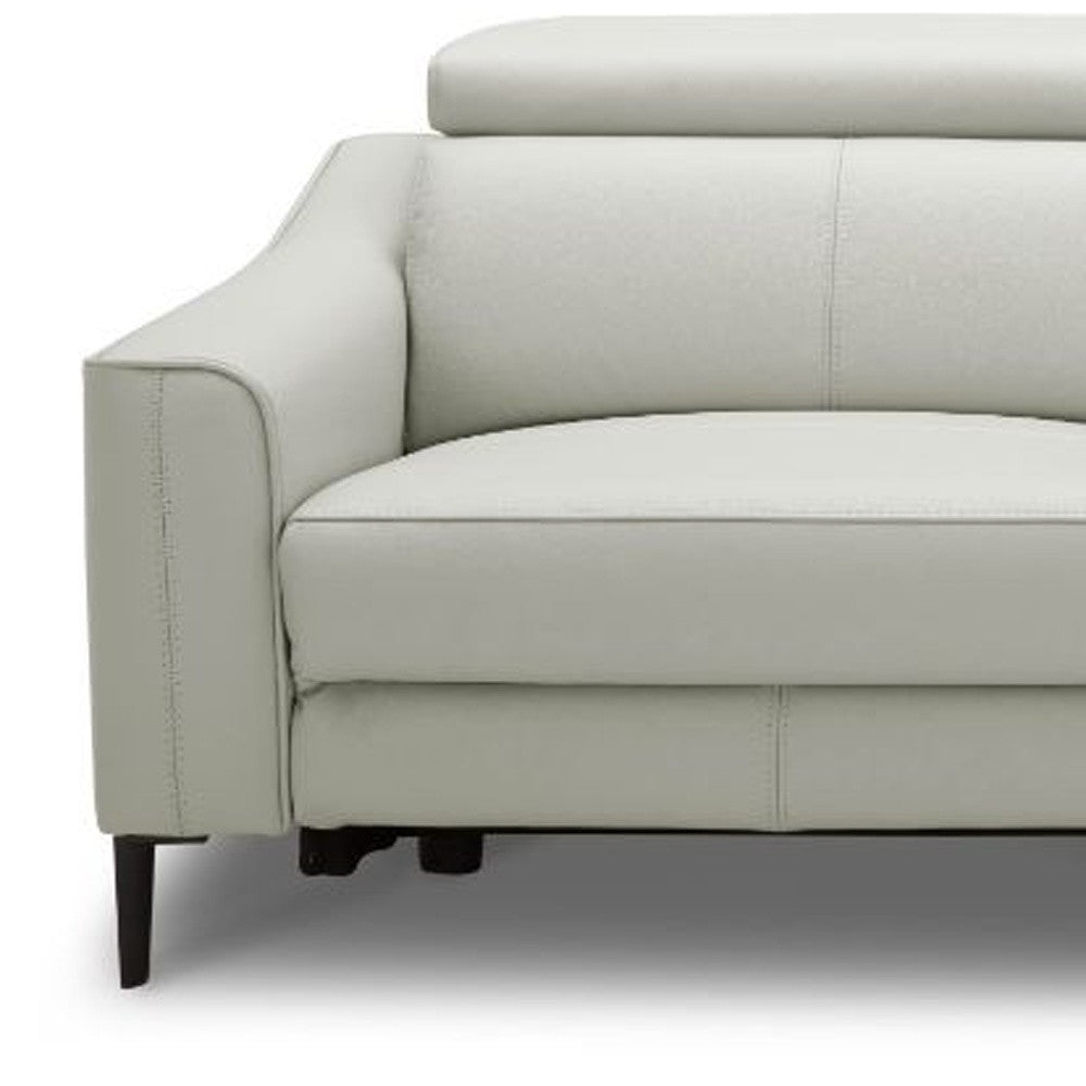 The Draven – Gray Leather Power Reclining Sofa
