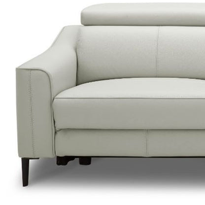 The Draven – Gray Leather Power Reclining Sofa
