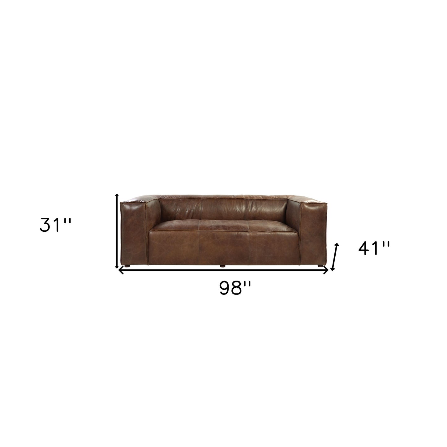 The Harrington – Brown Top Grain Leather Sofa with Black Legs