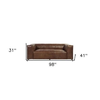 The Harrington – Brown Top Grain Leather Sofa with Black Legs