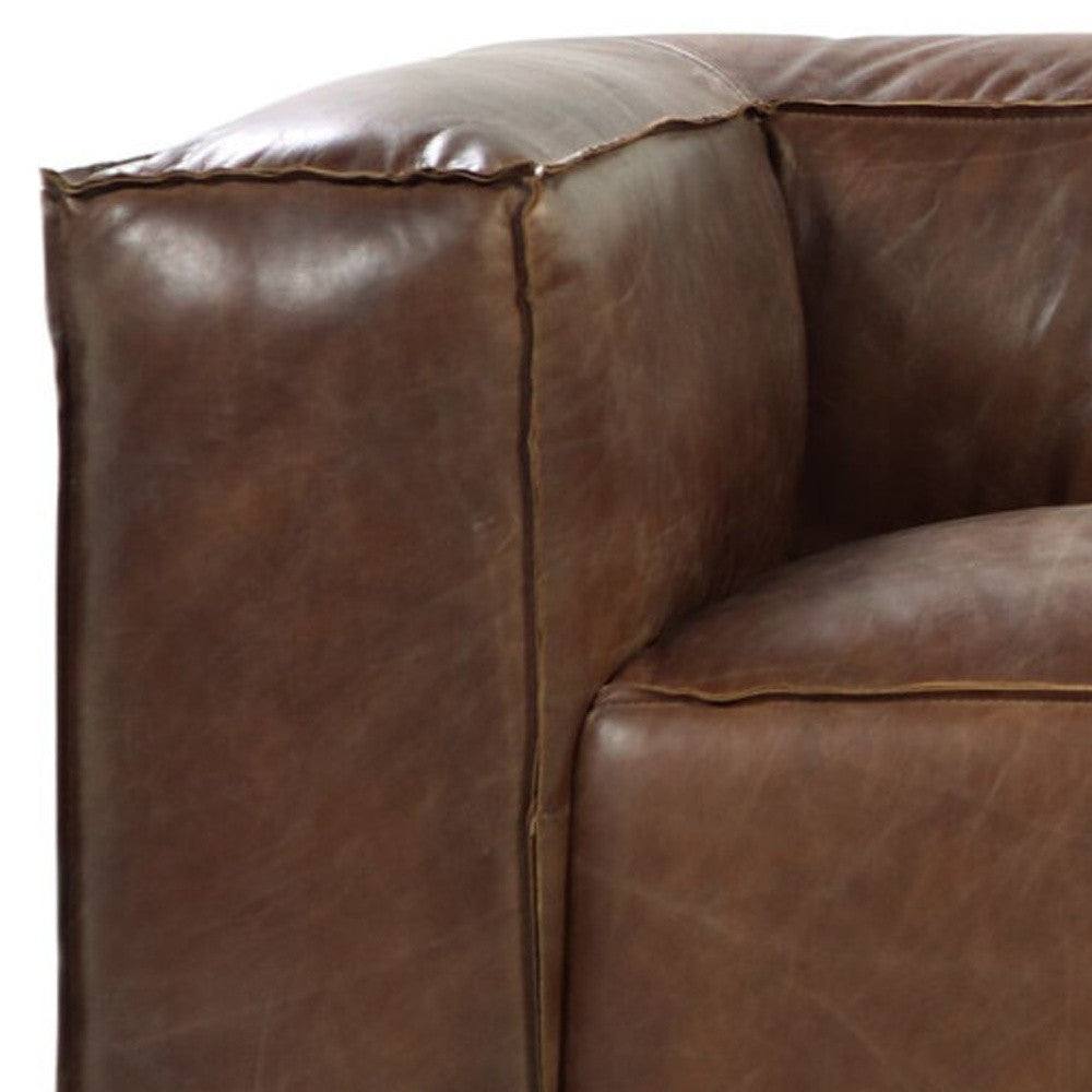 The Harrington – Brown Top Grain Leather Sofa with Black Legs