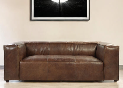 The Harrington – Brown Top Grain Leather Sofa with Black Legs