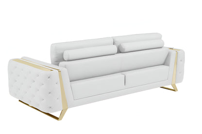 The Monroe – White Italian Leather Sofa with Gold Legs