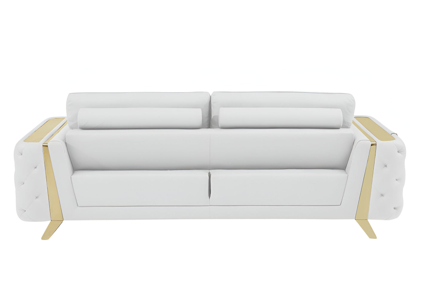 The Monroe – White Italian Leather Sofa with Gold Legs