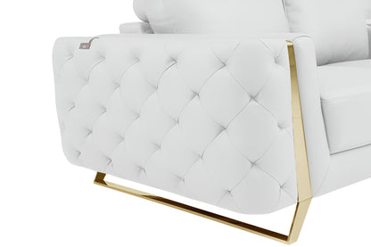 The Monroe – White Italian Leather Sofa with Gold Legs