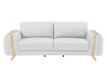 The Monroe – White Italian Leather Sofa with Gold Legs