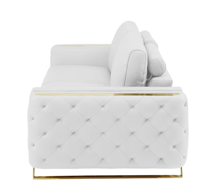 The Monroe – White Italian Leather Sofa with Gold Legs
