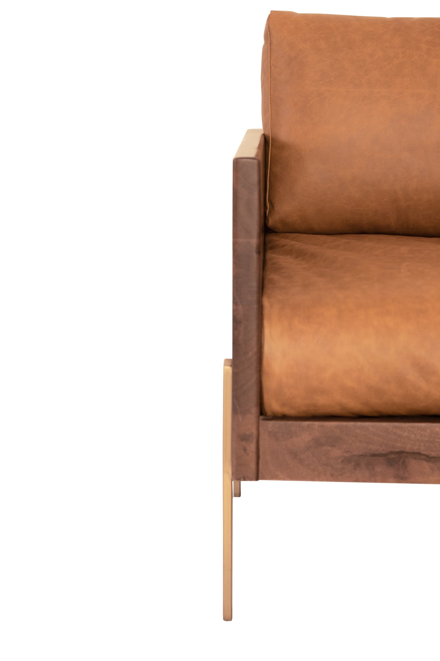 The Sawyer – Brown Top Grain Leather & Solid Wood Arm Chair