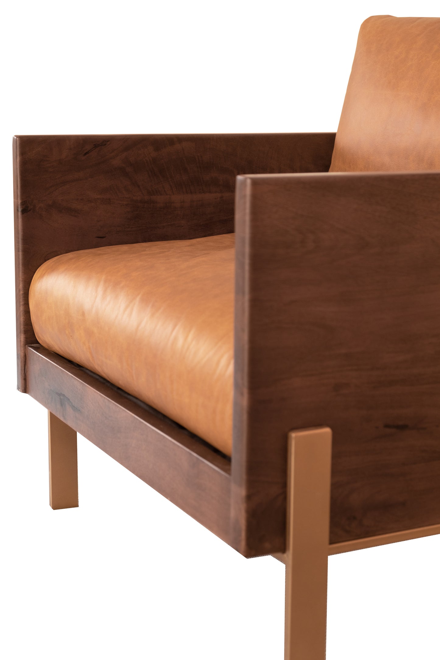 The Sawyer – Brown Top Grain Leather & Solid Wood Arm Chair