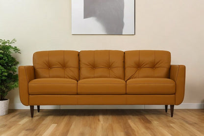 The Longhorn – Orange Leather Sofa with Black Legs