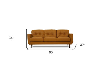 The Longhorn – Orange Leather Sofa with Black Legs